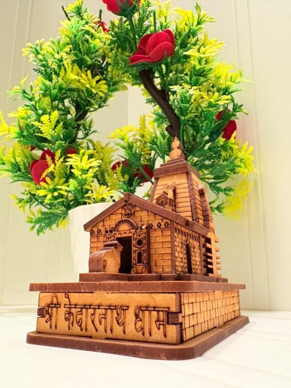 Shri Kedarnath Temple Wooden Showpiece – Unique Handicraft for Home Temple Decoration