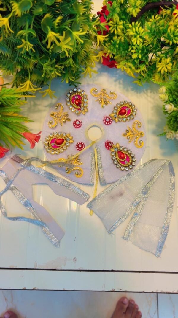 Handmade Laddu Gopal Ji/Krishna Ji Designer White Dress (Size 2)