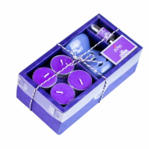 Aromatherapy Gift Set with 4 Tealight Candles & 2 x 5ml Aroma Oils